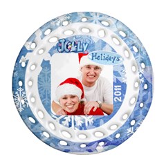 Jolly Holidays 2011 Double sided Filigree Ornament - Round Filigree Ornament (Two Sides)