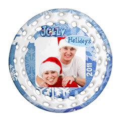 Jolly Holidays 2011 Double sided Filigree Ornament - Round Filigree Ornament (Two Sides)