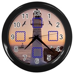 Photo light house  black clock - Wall Clock (Black)
