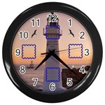 Photo light house  black clock - Wall Clock (Black)