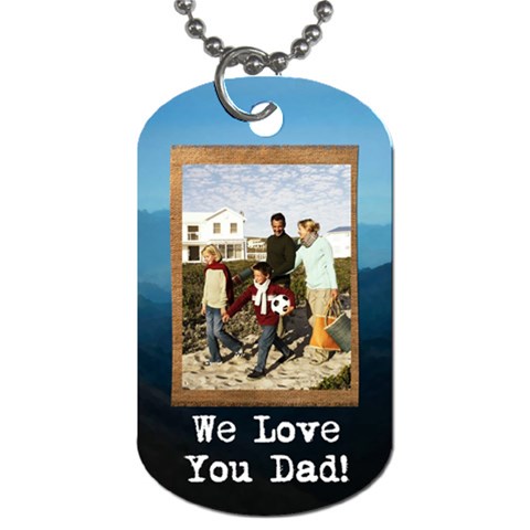 Dog Tag With Mountain Rustic Burlap Design By Angela Front