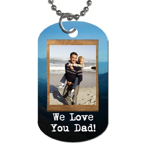 Dog Tag With Mountain Rustic Burlap Design By Angela Back