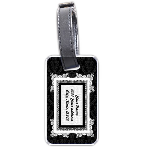 Fancy Black & White Luggage Tag By Klh Front