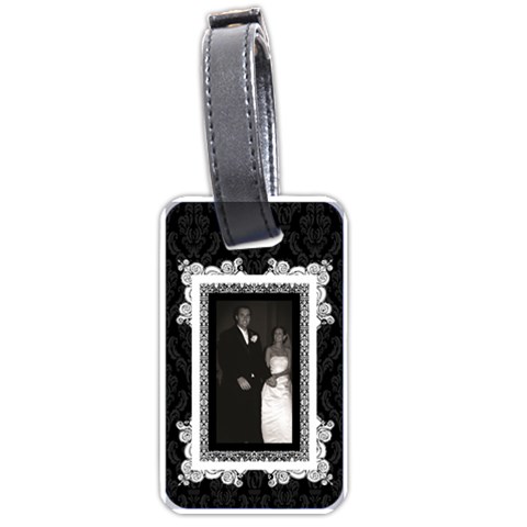 Fancy Black & White Luggage Tag By Klh Back