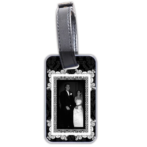 Fancy Black & White Luggage Tag By Klh Back