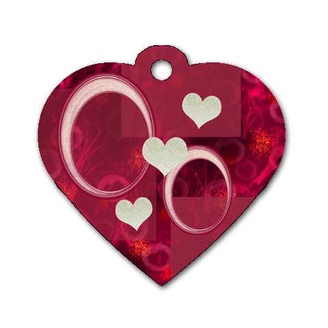 I Heart You Hot Pink Heart Dog Tag By Ellan Front