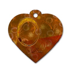 I Heart You Gold Heart Dog Tag
