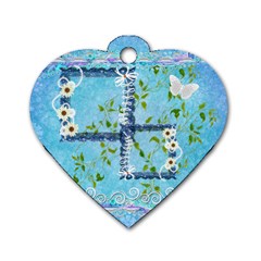 Spring flower floral blue dog tag - Dog Tag Heart (One Side)