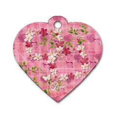 Spring flower floral pink dog tag - Dog Tag Heart (One Side)