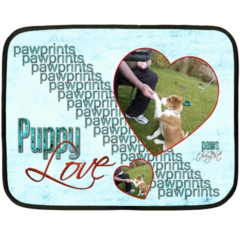 Puppy Love Mini Fleece Blanket By Catvinnat 35 x27  Blanket