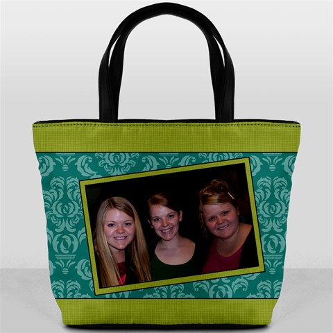 Turquoise & Lime Bucket Bag By Klh Back