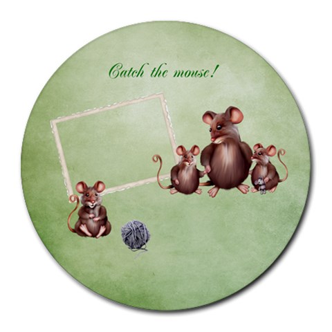 Catch The Mouse! Mousepad By Elena Petrova 8 x8  Round Mousepad - 1