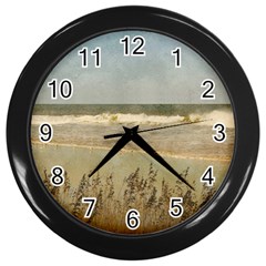 beach clock - Wall Clock (Black)