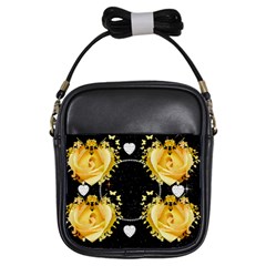 yellow rose  shoulder purse - Girls Sling Bag