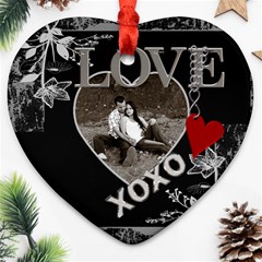 Black Love Heart 2-Sided Ornament - Heart Ornament (Two Sides)