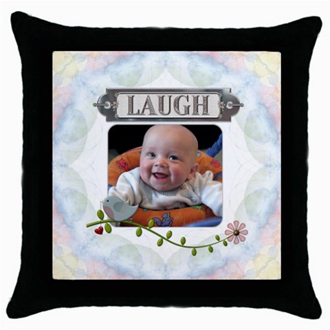 Laugh Throw Pillow Case By Lil Front