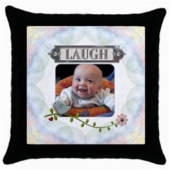 Laugh Throw Pillow Case - Throw Pillow Case (Black)