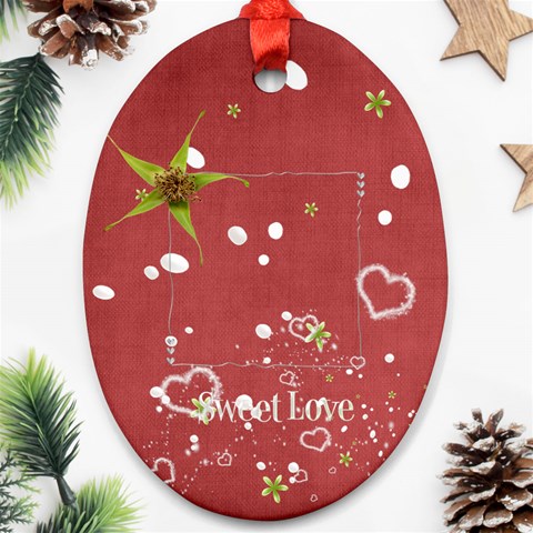 Sweet Love Ornament (oval) By Elena Petrova Front