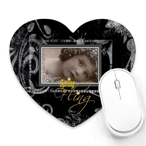 Spring Fling Heart Mouse Mat  By Catvinnat Front