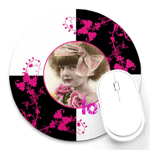 Pinkadink Round Mousemat By Catvinnat Front