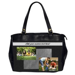 Gray Dots Photo Collage Bag - Oversize Office Handbag (2 Sides)