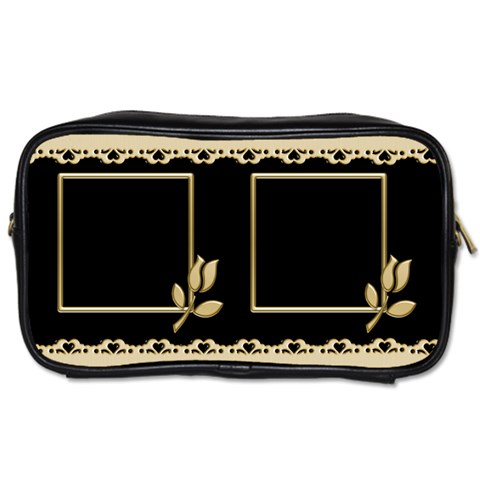 Black And Gold Toiletries Bag By Deborah Front