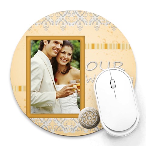 Our Wedding By Joely 8 x8  Round Mousepad - 1