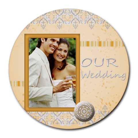 Our Wedding By Joely 8 x8  Round Mousepad - 1