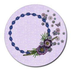 Purple Floral/Heal-round mousepad