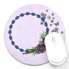 Purple Floral/Heal-round mousepad