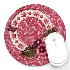 Pink Floral/Wildbriar-round mousepad