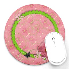 Pink Daisy-round mousepad