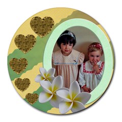 Hearts and flowers Mouse Pad - Round Mousepad