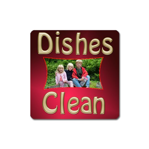 Dishes Clean Square Magnet By Deborah Front