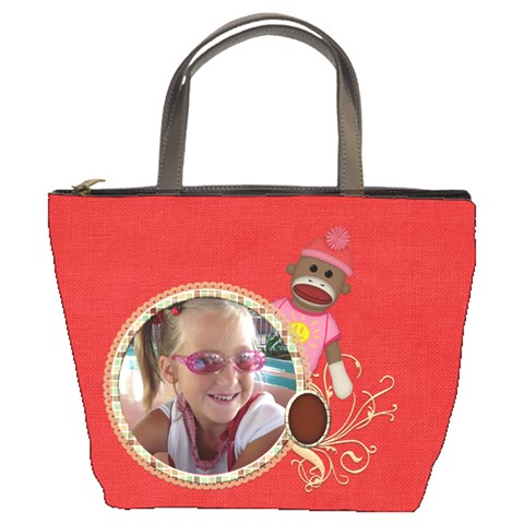 Sock Monkey Love Bucket Bag 1 By Lisa Minor Front