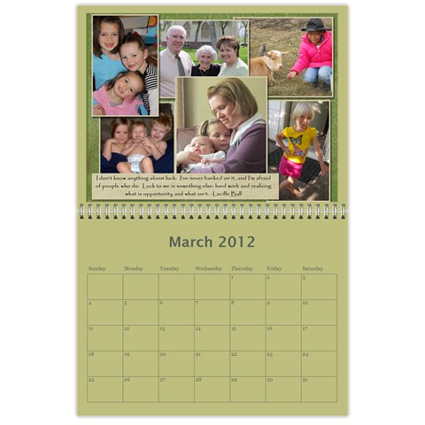 Stoddard Family Calendar By Natalie Mar 2012