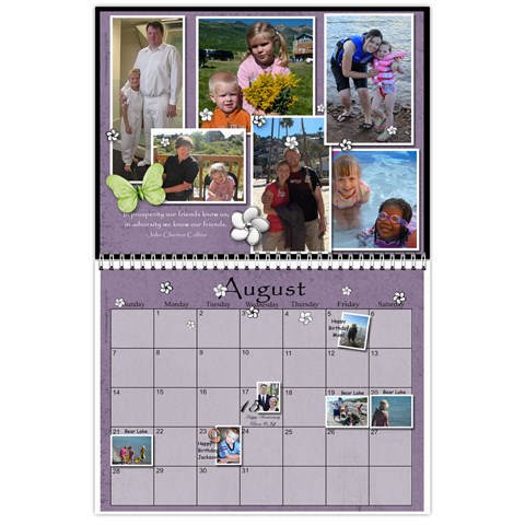 Stoddard Family Calendar By Natalie Aug 2011