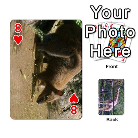 Zoo Animal Playing Cards By Kim Blair Front - Heart8