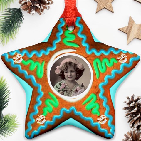 Gingerbread Cookie Star Ornament Single Sided By Catvinnat Front