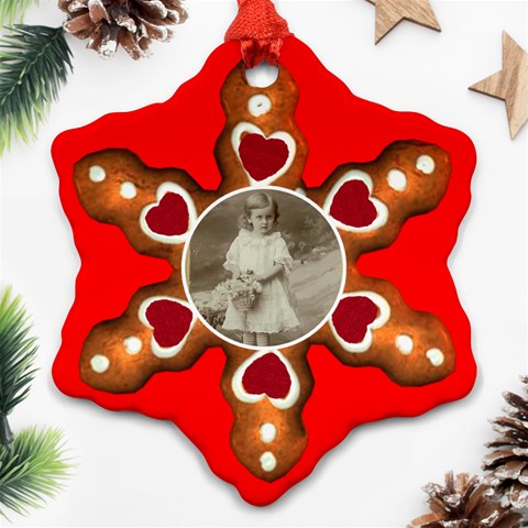 Gingerbread Hearts Snowflake Ornament Single Sided By Catvinnat Front