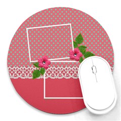 Mousepad- lace and flowers - Round Mousepad