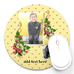 Round Mousepad- Flowers and Hearts