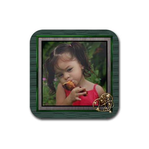 Love Heart Green Coaster By Deborah Front