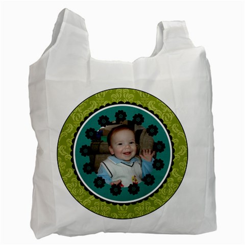 Turquoise & Lime Green Recycle Bag By Klh Front