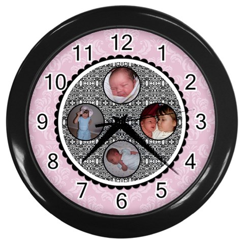 Pink & Black Clock By Klh Front