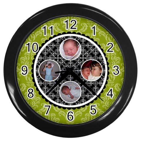 Lime Green & Black Clock By Klh Front
