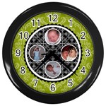 Lime Green & Black Clock - Wall Clock (Black)