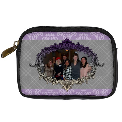 Purple & Gray Digital Camera Leather Case By Klh Front
