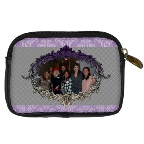 Purple & Gray Digital Camera Leather Case By Klh Back