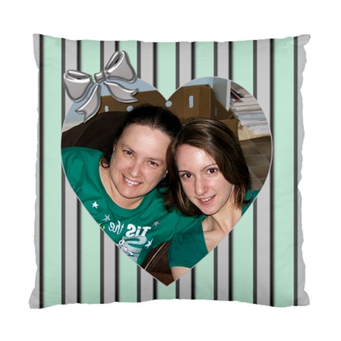 Silver And Green Love Cushion (2 Sided) By Deborah Front